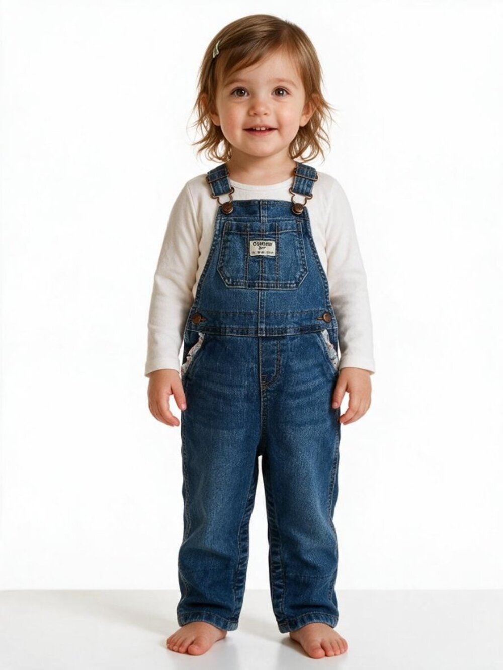 OshKosh B'gosh Floral-Lined Denim Overalls size 24 Months